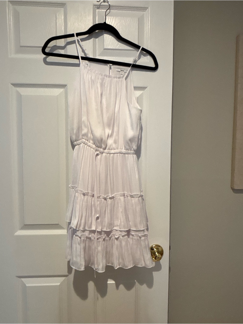 Bar III White Tiered Ruffle Spaghetti Strap Dress